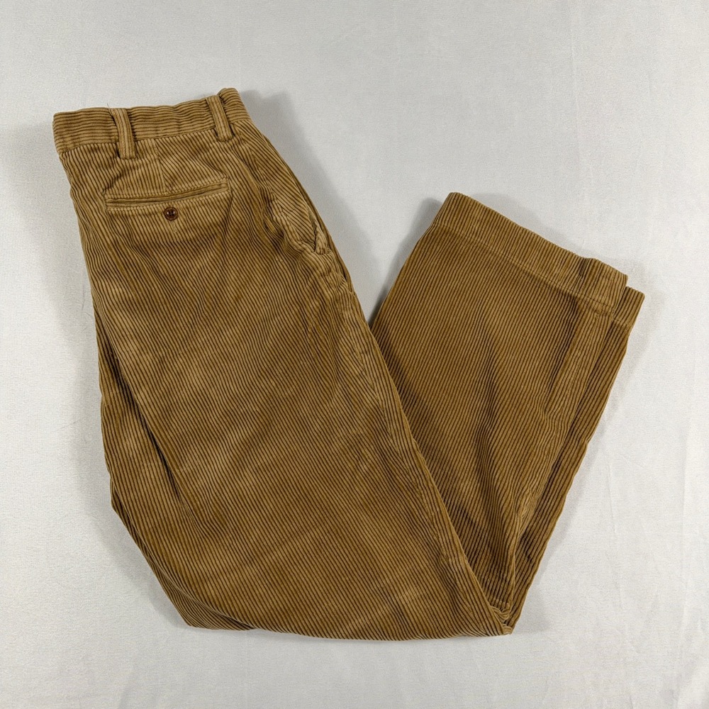 Polo Ralph Lauren Corduroy Pants Wide Wale 100% Cotton 34/30 Tan Brown Trousers